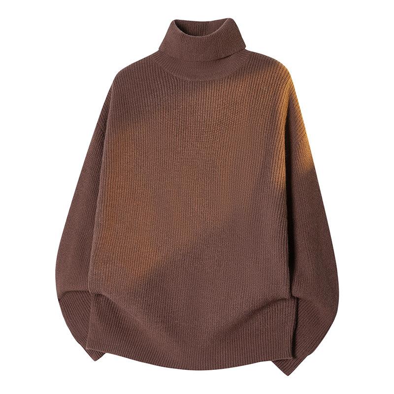 

Мужской теплый модный универсальный большой размер толстый свитер мягкий высококачественный материал свитер с высоким воротом свободный повседневный спортивный трикотаж с длинным рукавом 3XL коричневый