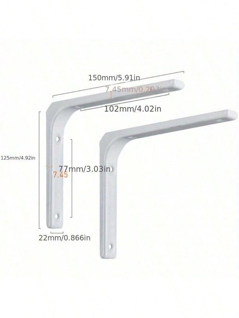 2Pcs Heavy-Duty Iron L-Shaped Shelf Brackets Right Angle Corner Supports for Wall Mounted Furniture Bracket Support Hardware