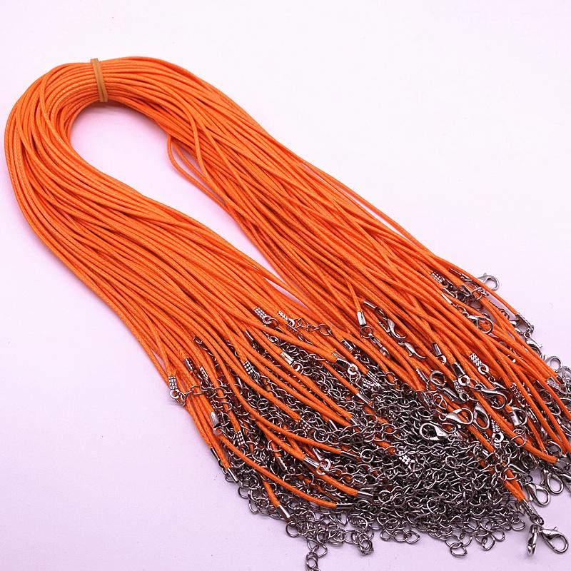 New 10pcs 1.5mm Leather Cord Wax Rope Chain Necklace Extender Chain Lobster Clasp DIY Jewelry Accessories