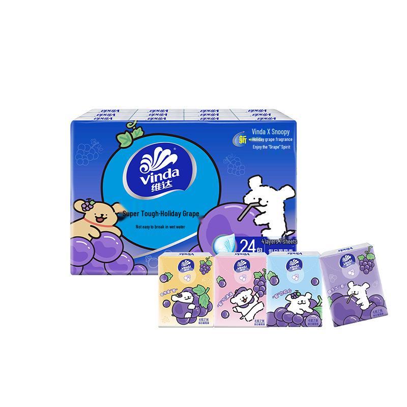 

Упаковка из 24 портативных четырехслойных мини-носовых платков и салфеток Vinda