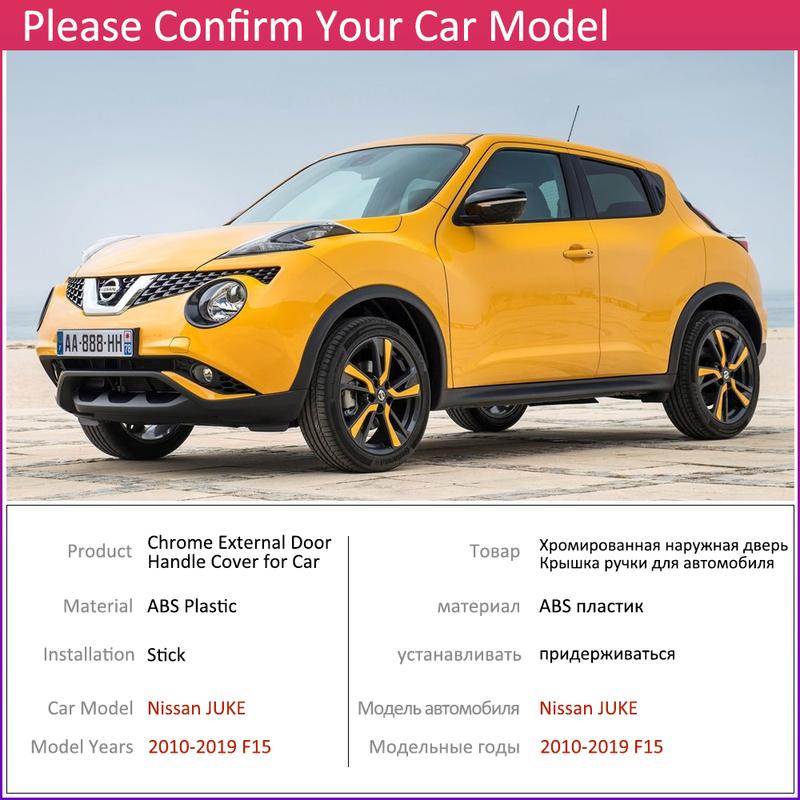 For Nissan JUKE F15 Infiniti Esq 2010~ Chrome Door Handle Cover Car Accessories Stickers Trim Set 2011 2013 2015 2017 2018