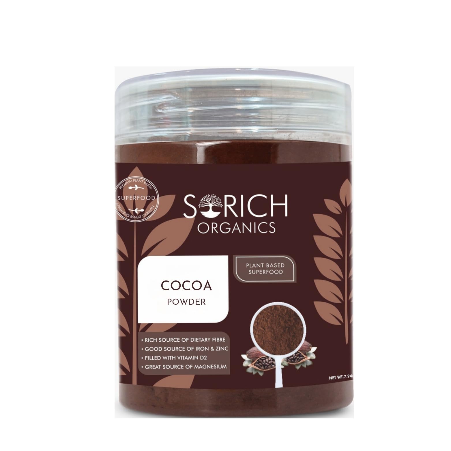 Sorich Organics All Natural Cocoa Powder Natural, Unsweetened 200 Gm | Best Ideal for Baking, Cooking, Desserts, and Hot Chocolate - No Additives,