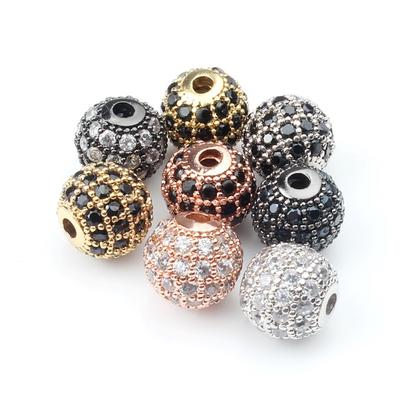 4mm moda Metal latón Micro pavé cristal CZ cuentas redondas del espacio para la fabricación de joyas pulsera 3 unids/lote