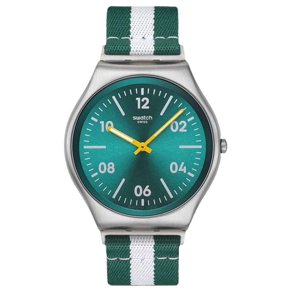 SWATCH ESSENTIALS Quartz Movement 30m Water Resistance Unisex Watch 42*45.6mm Green Dial Stainless Steel Case SS07S149 Green Dial