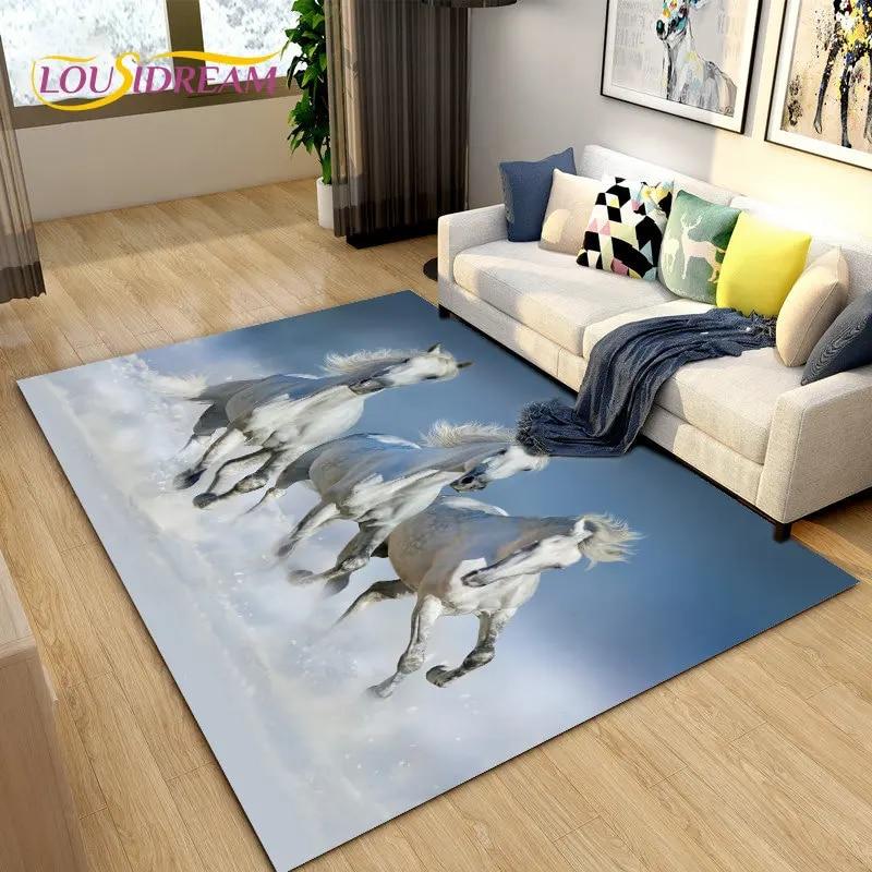 3D Animal Pentium Horse Area Rug,Carpet Rug for Living Room Children's Room Decoration,Kids Play Crawling Non-slip Floor Mat