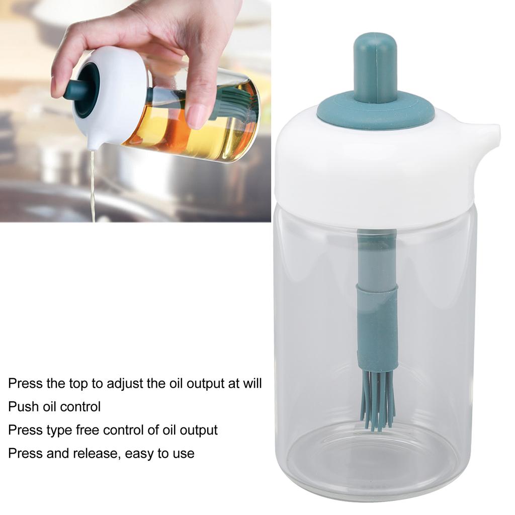 Press Control 2 in 1 Oil Bottle Dispenser Kitchen Glass Oil Bottle with Silicone Brush