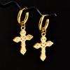 Golden Exquisite Sword Cross Star Hoops Earring Fashion Natural Shell Stainless Steel Earrings For Women Men Accessories Jewelry