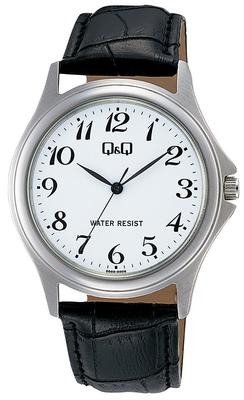 Citizen Analog Stainless Steel Leather White Q&Q Men's Wristwatch, Model, Waterproof, Strap, W378-304,