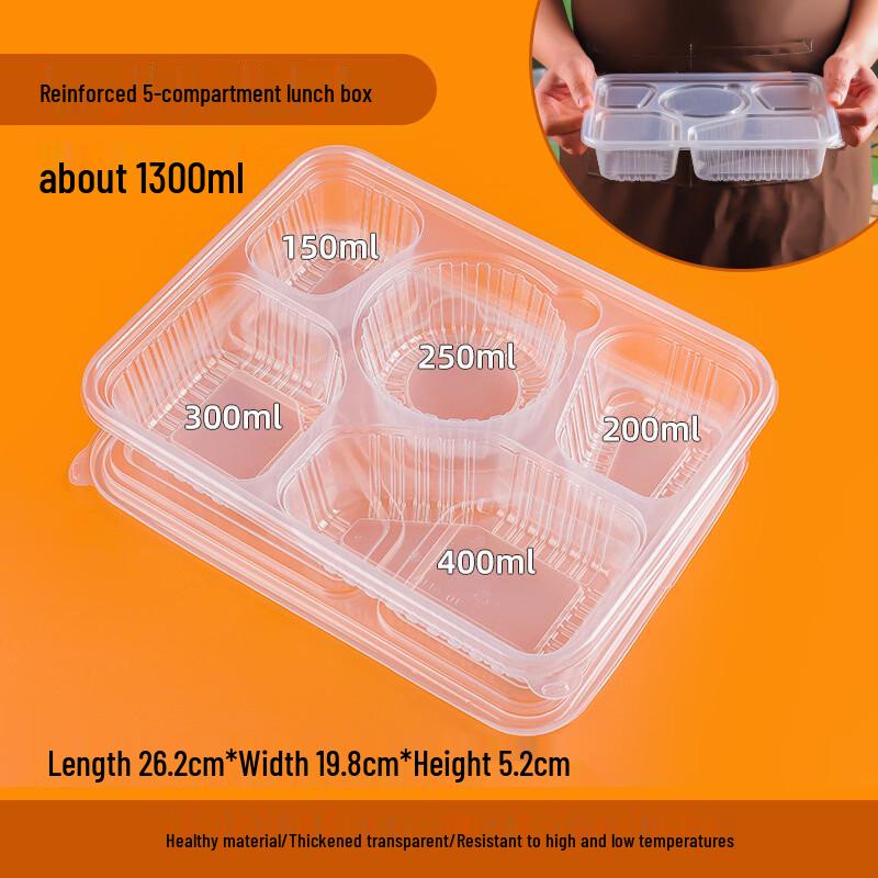 Hanyou Disposable 5-Compartment Meal Prep Containers