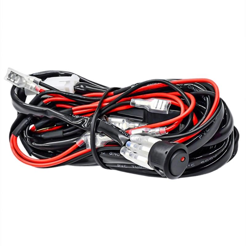 Car Boat Truck Headlight Wiring Harness with 2 Plugs Power up to 300W Worklight High Power Switch Wiring Set Waterproof