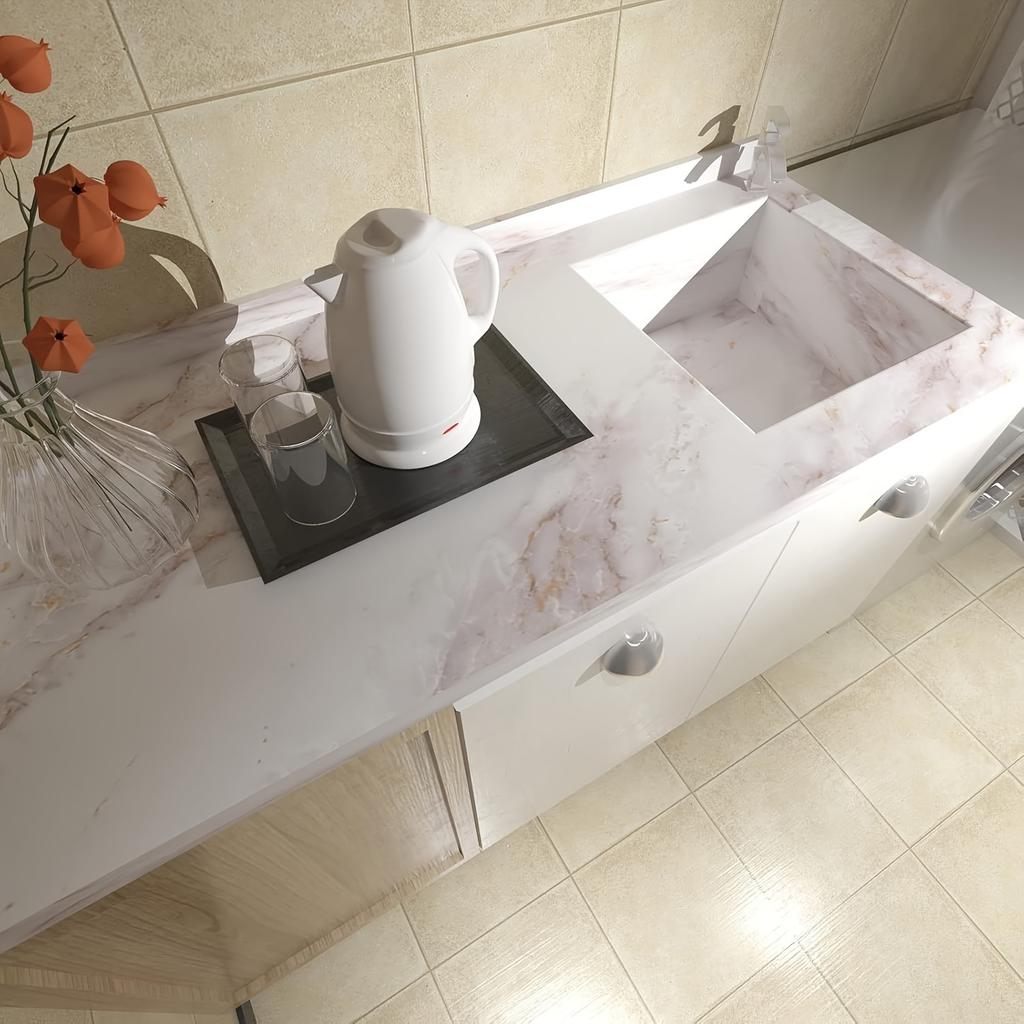 Matte Marble Self Adhesive Stickers for Kitchen Countertop Waterproof Removable Wallpaper for Bathroom Counter Table Furniture