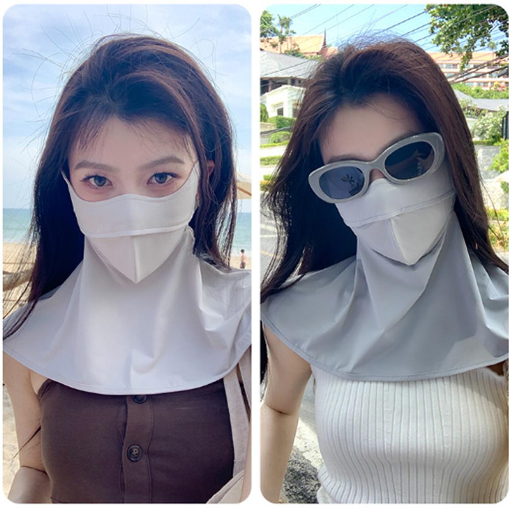 Women Face Neck Integrated Sun Protection Mask UPF50+, Cool Ice Silk Anti Ultraviolet Face Gaiter