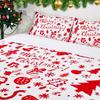 Christmas theme three-piece quilt cover digital printing bedding set red socks bed cover
