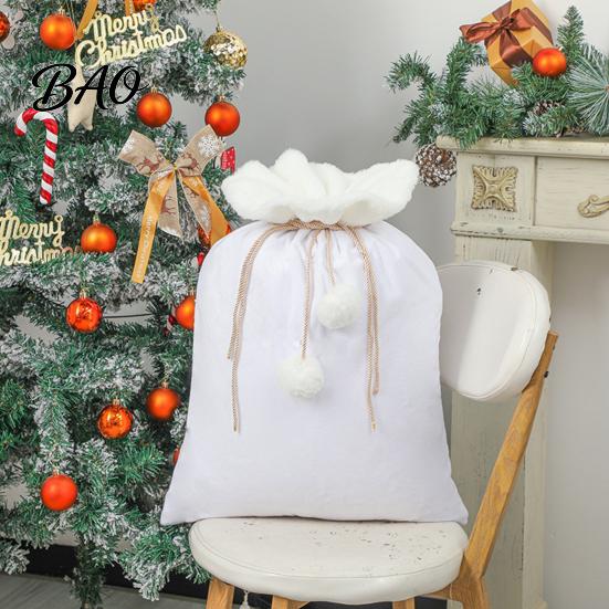 Hand Painted Craft Supply Bags Christmas Velvet Santa Gift Bag, 19 X 26 Inch Large Drawstring Durable Pouches for Snacks Claus Reusable Presents Sack