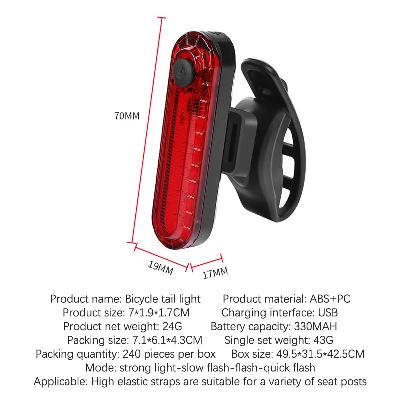 Mountain Bike Riding Gear Usb Bicycle Charging Tail Light Night Riding Warning Lights