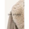 Spring New Arrival Women's Faux Fur Effect with Belt Fashion Polo Collar Coat Outwear 3046353