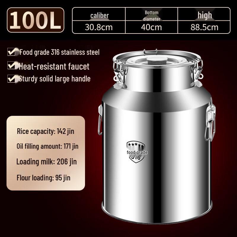 YuzhuXun 100L Food Grade Stainless Steel Sealed Barrel