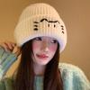Cute Kitten Wool Hat Female Autumn and Winter Face Small Warm Cold Hat Big Head Circumference Cold Ear Protection Knitted Hat
