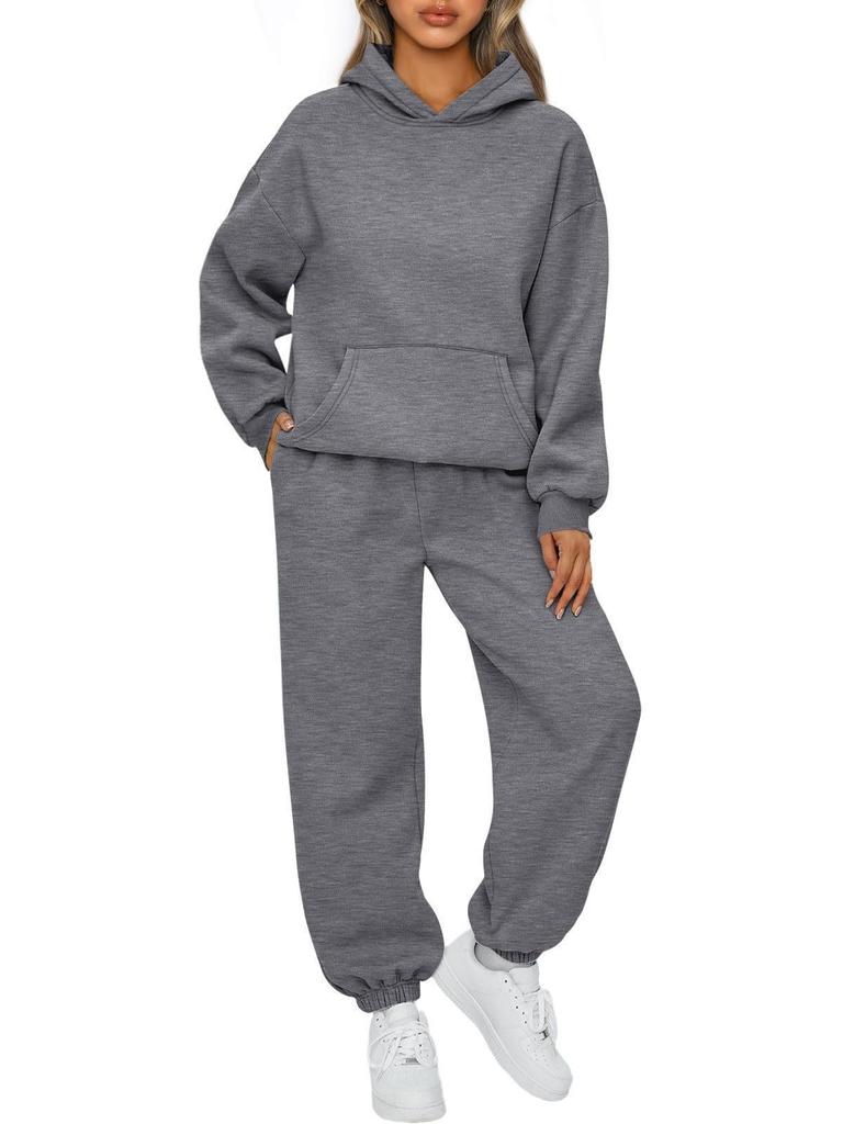 Women's Fall/Winter Casual Two-Piece Set Hooded Sweatshirt and Sweatpants