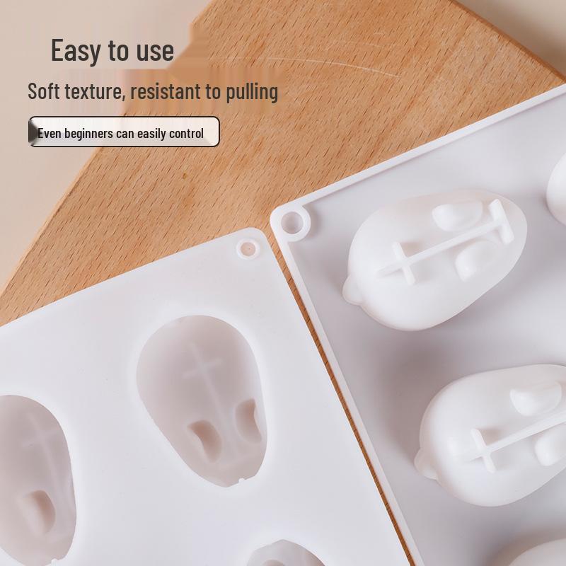 6-Cavity Little Rabbit Silicone Mold for Halloween Chocolate and Cake Baking