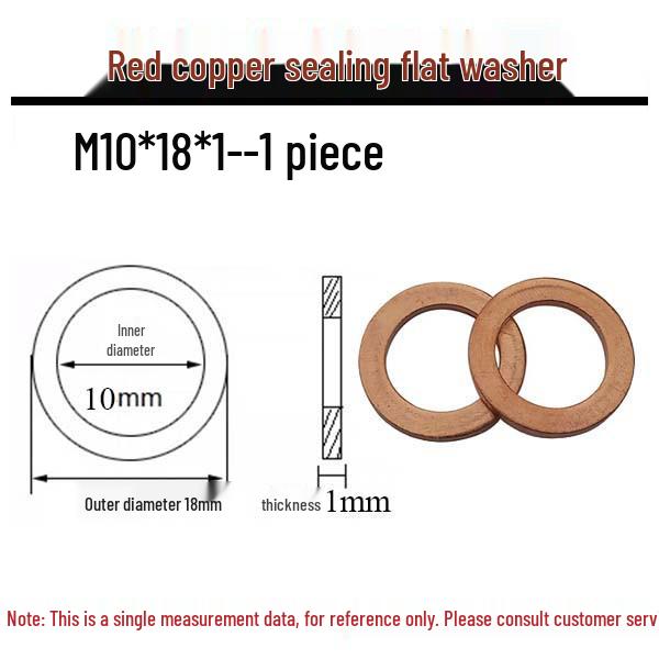 Annealed Red Copper Gasket Washer Pad for Sealing Fastener, M4-M34