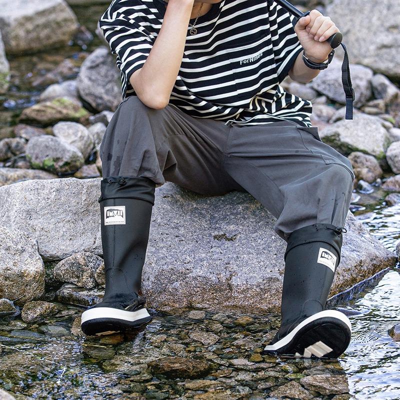 High tube bead rain boots men's and women's waterproof shoes Closed rain boots fashionable elastic long tube water boots fashionable