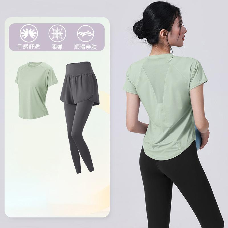 Tennis suit women's short-sleeved training clothes outdoor running quick-drying clothes thin badminton T-shirt fitness clothes