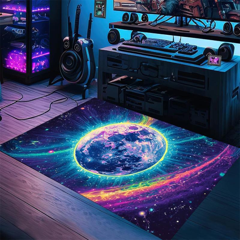 Starry Sky Carpet Esports Room Fashion Design Non-Slip Floor Mat for Kids Playroom Living Room Bedroom Gaming Room Home Decor