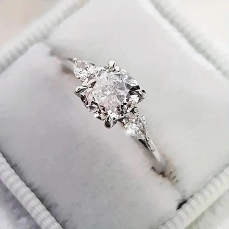 

CAOSHI Stylish Luxury Bright Zirconia Rings for Women Fashion 3 Colors Available Finger Zircon Lady Engagement Accessories Gift 5