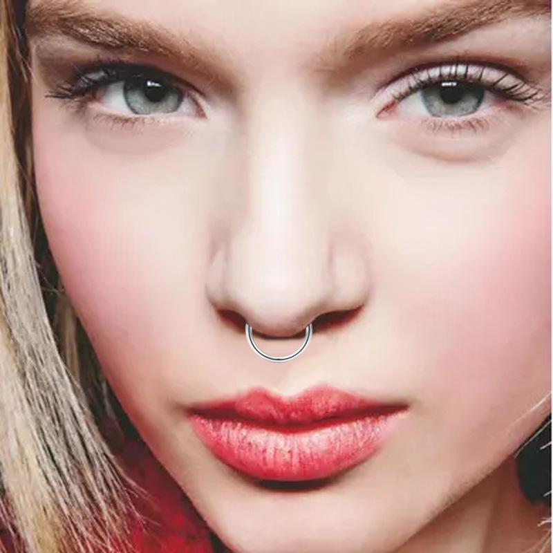 Титанова сталь G23 D-подібне кільце для носа 16G/1,2 мм сережка-гвоздик для перегородки та хряща вуха