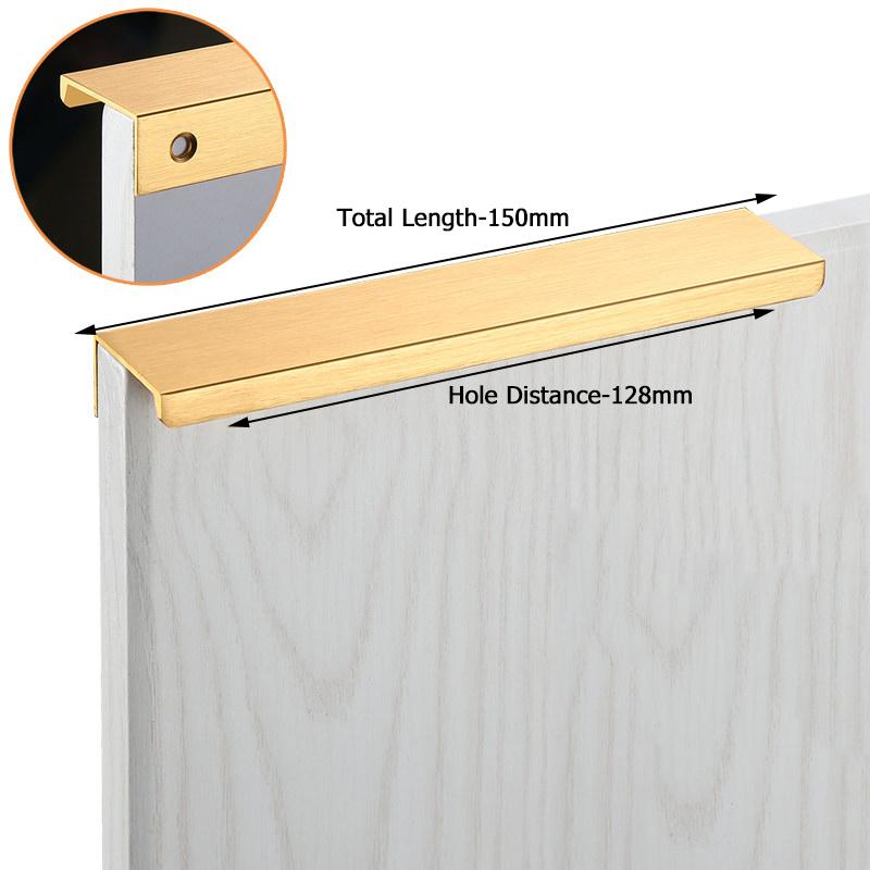 KAK Gold Silver Black Hidden Cabinet Handles Zinc Alloy Kitchen Cupboard Pulls Drawer Knobs Furniture Door Handle Hardware
