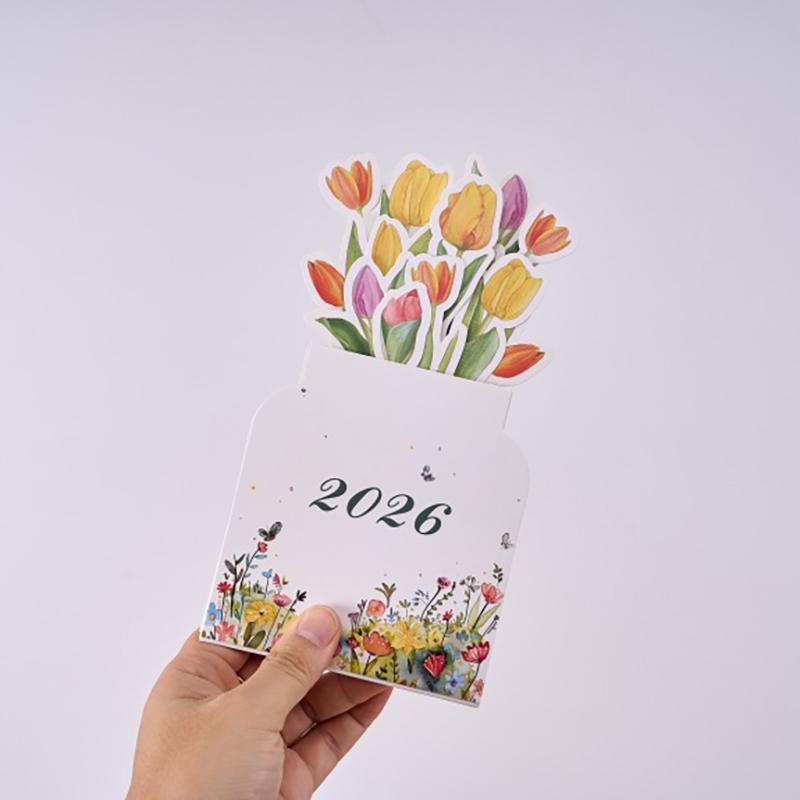 WTEMPO Elegant Mini DIY Desktop Motivation Inspirational Calendars for 2026 Featuring 12 Months From January To December with Base Phone Holders