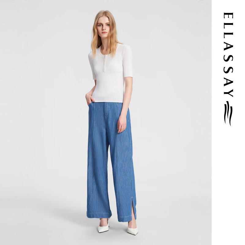 ELLASSAY Women's Fine Grid Textured Knit Short Sleeve Top