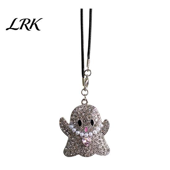 Fashionable Auto Interior Charms Halloween Ghost Bling Car Hanging Accessories, Faux Crystal Rear Personalized Accessories View Mirror Charm, Pendant