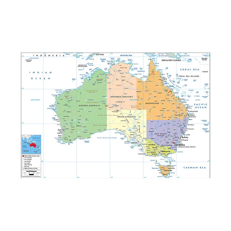 English Map Australia Map Administrative Map Wall Decor Background Living Home Study Studio Supplies Decorative Hanging Picture