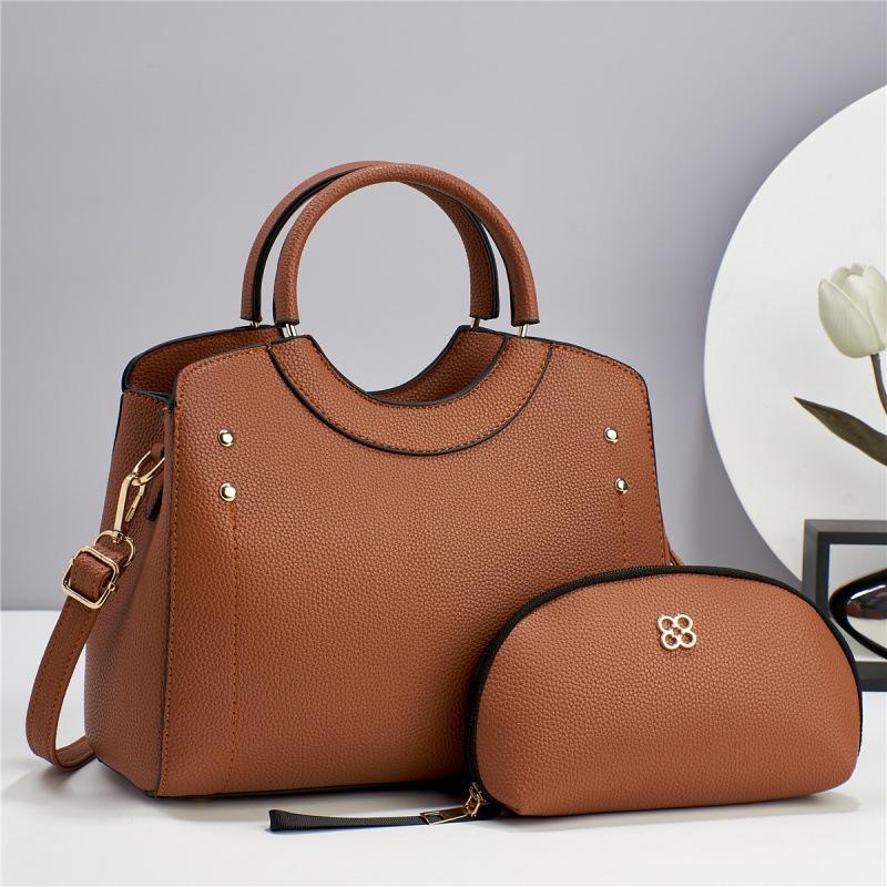 Women's Bag, Mother and Child Bag, Two-piece Set, Solid Color, Large-capacity Women's Shoulder Cross-body Handbag.
