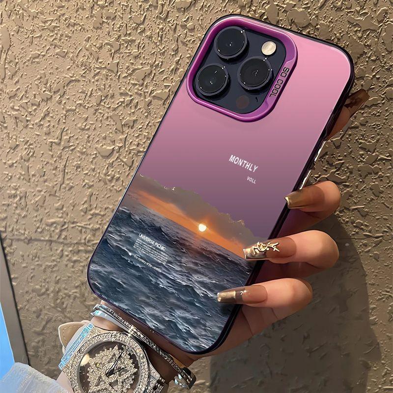 Super Cool On The Sea Sunrise Phone Case For iPhone 16 15 14 13 12 11 Pro Max 7 8 Plus XR XS MAX MINI Y2K Anti Fall Back Cover