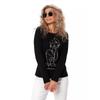 Women Autumn Tops Women's Facial Lines Print Causal Long Sleeve T-shirt Top Blouse