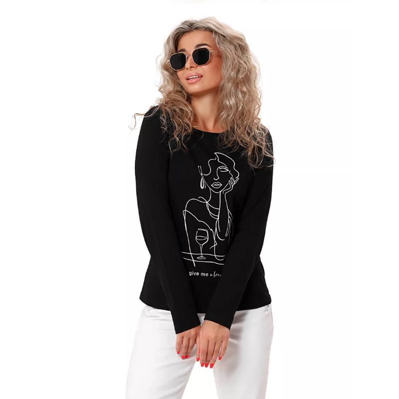 Women Autumn Tops Women's Facial Lines Print Causal Long Sleeve T-shirt Top Blouse