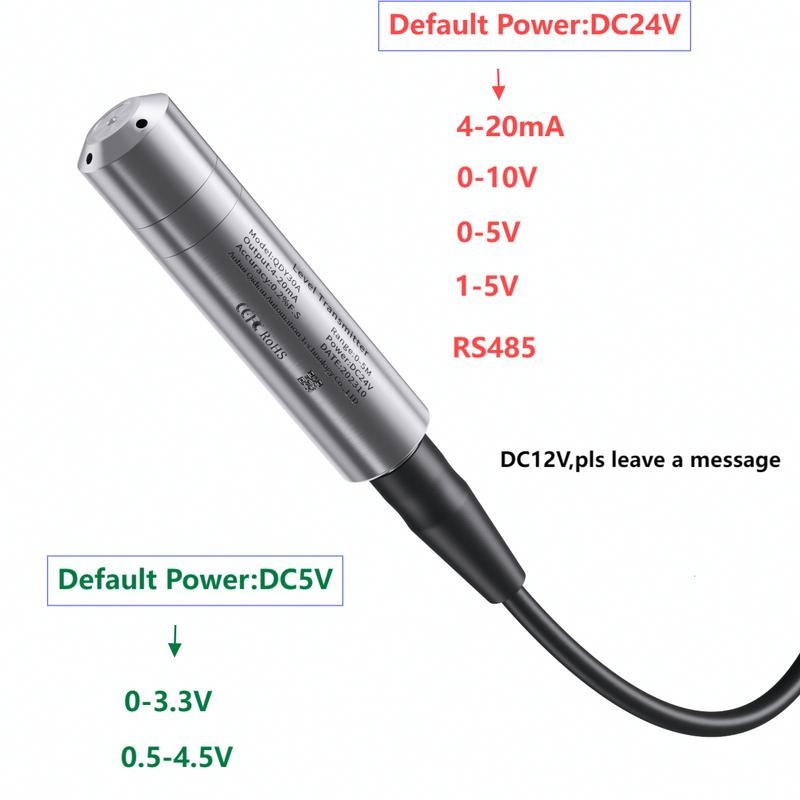 1m 3m 5m to 4-20mA Liquid Level Transmitter RS485 Water Level Transmitter 0-3.3V Submersible Liquid Level Sensor for Tank