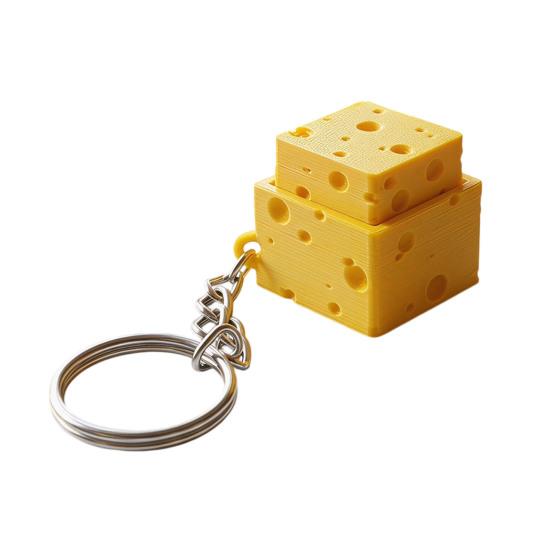 Cheese Fidget Clicker Keychain 3D Printed Clicker Stress Relief Toy Keychain Fun Gift for Coworkers Party Favors
