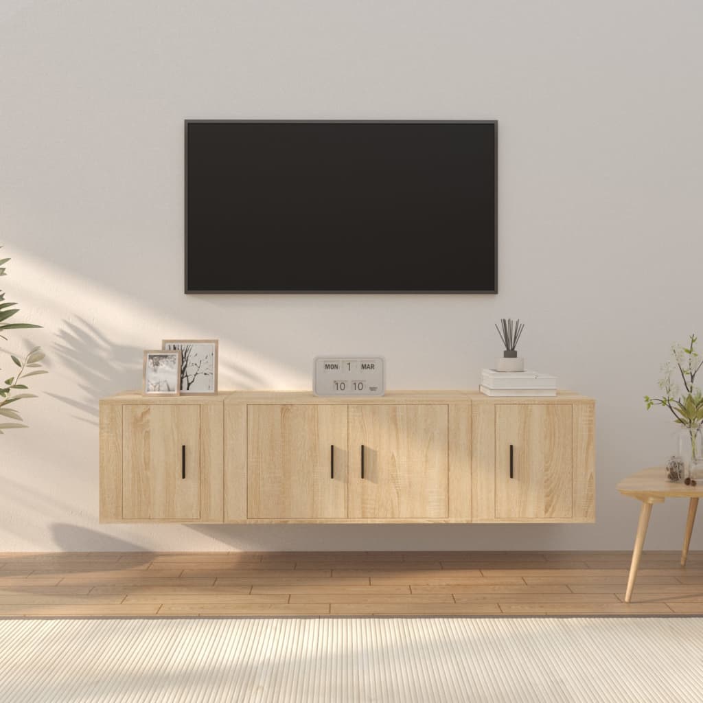 3 Piece TV Cabinet Set Sonoma Oak Wood Based Material
