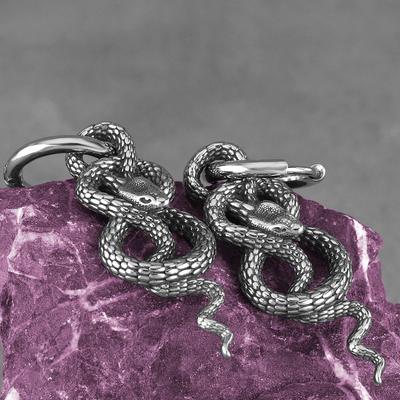 Roestvrij Staal Vintage Slang Mode Hangende Oorbellen Mannen Punk Hip Hop Imitatie Dierenoor Sieraden