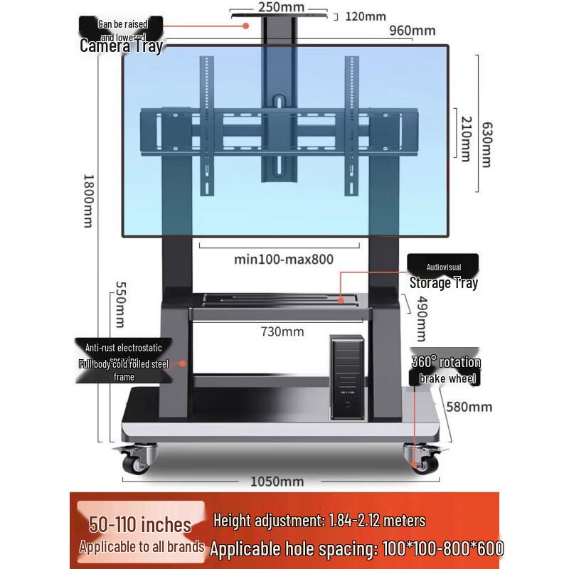 Mobile TV Stand for 50-110 Inch Screens