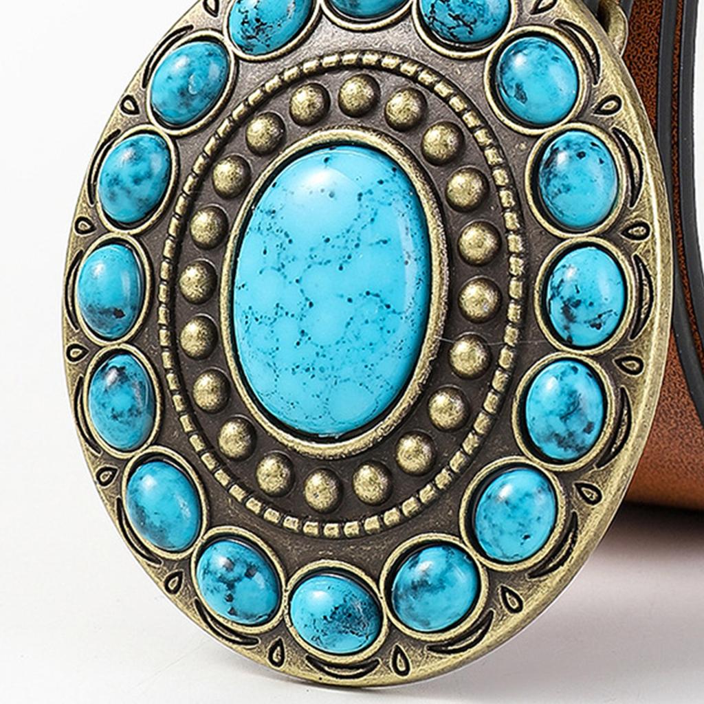 PU Waist Belt with Embossed Gemstones Buckle Adjustable Length Waist Belt Woman Girls Jeans Skirt Coat Decors Waistband