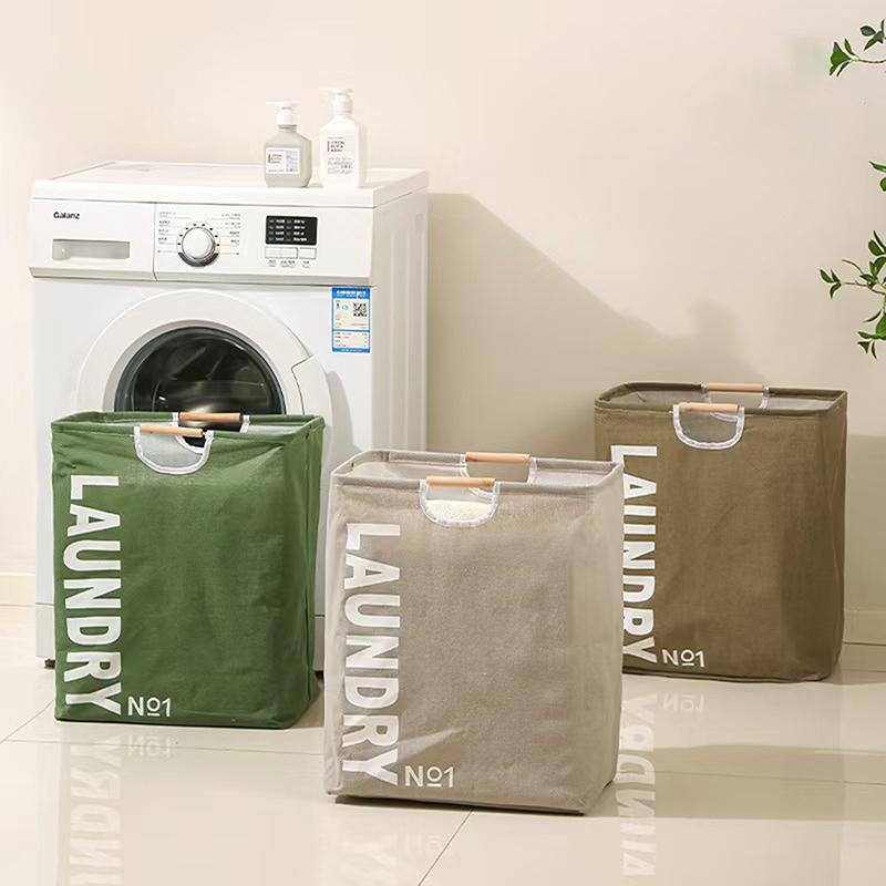 Large Capacity Waterproof Laundry Basket Cotton Linen Dirty Clothes Basket Home Organizer Bucket Foldable Sundries Storage Bag