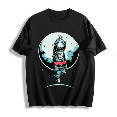 Astronaut Ballet Creative Print Casual T-Shirt Pure Cotton T-shirt