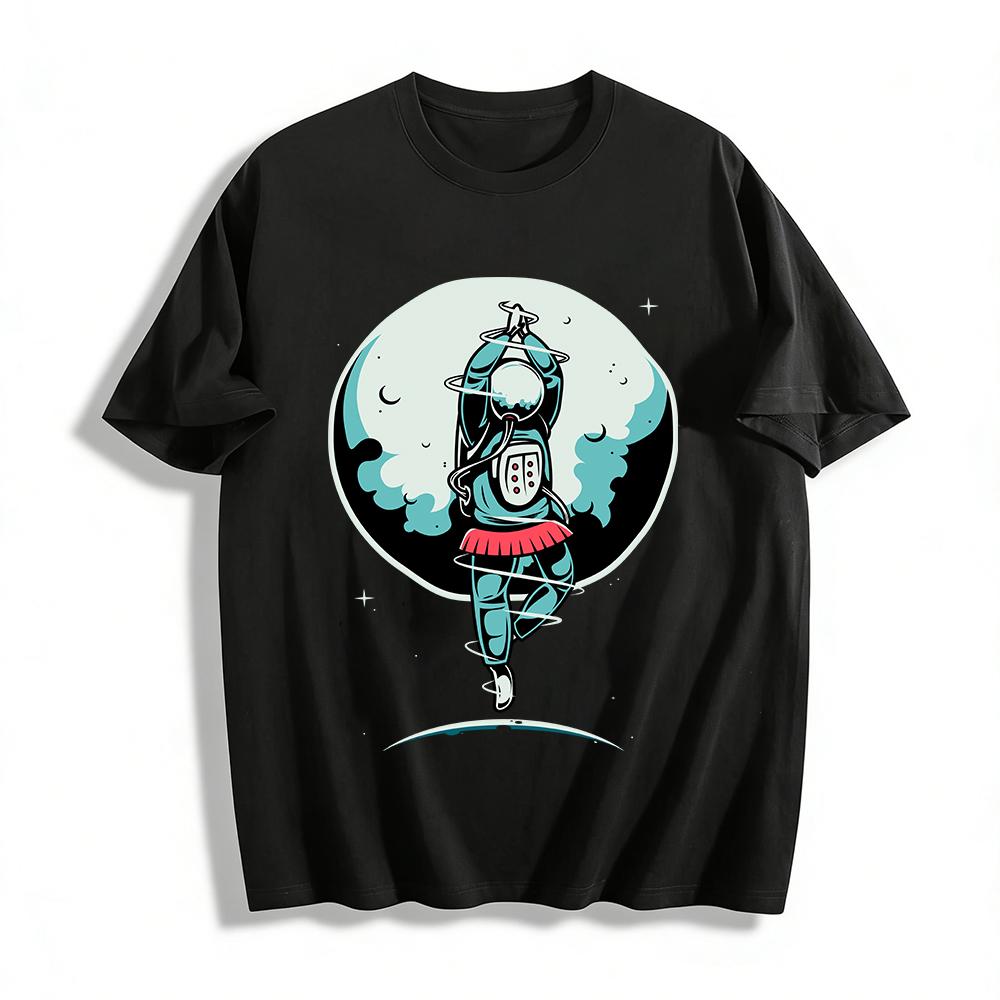 Astronaut Ballet Creative Print Casual T-Shirt Pure cotton T-shirt XXS