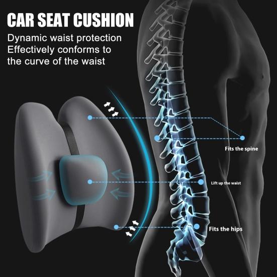 Lumbar Support Pillow Car Waist Cushion Ergonomic Design Soft Breathable