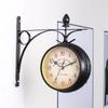 Double Side Metal Wall Clock Quiet,Easy Read Antique Hanging Clocks for Outdoor Indoor,Garden Living Room Home Decors